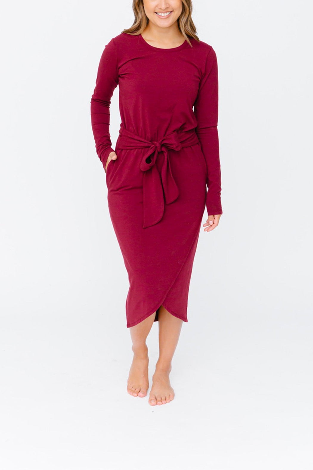 The Rebecca Wrap Long Sleeve Dress In ...